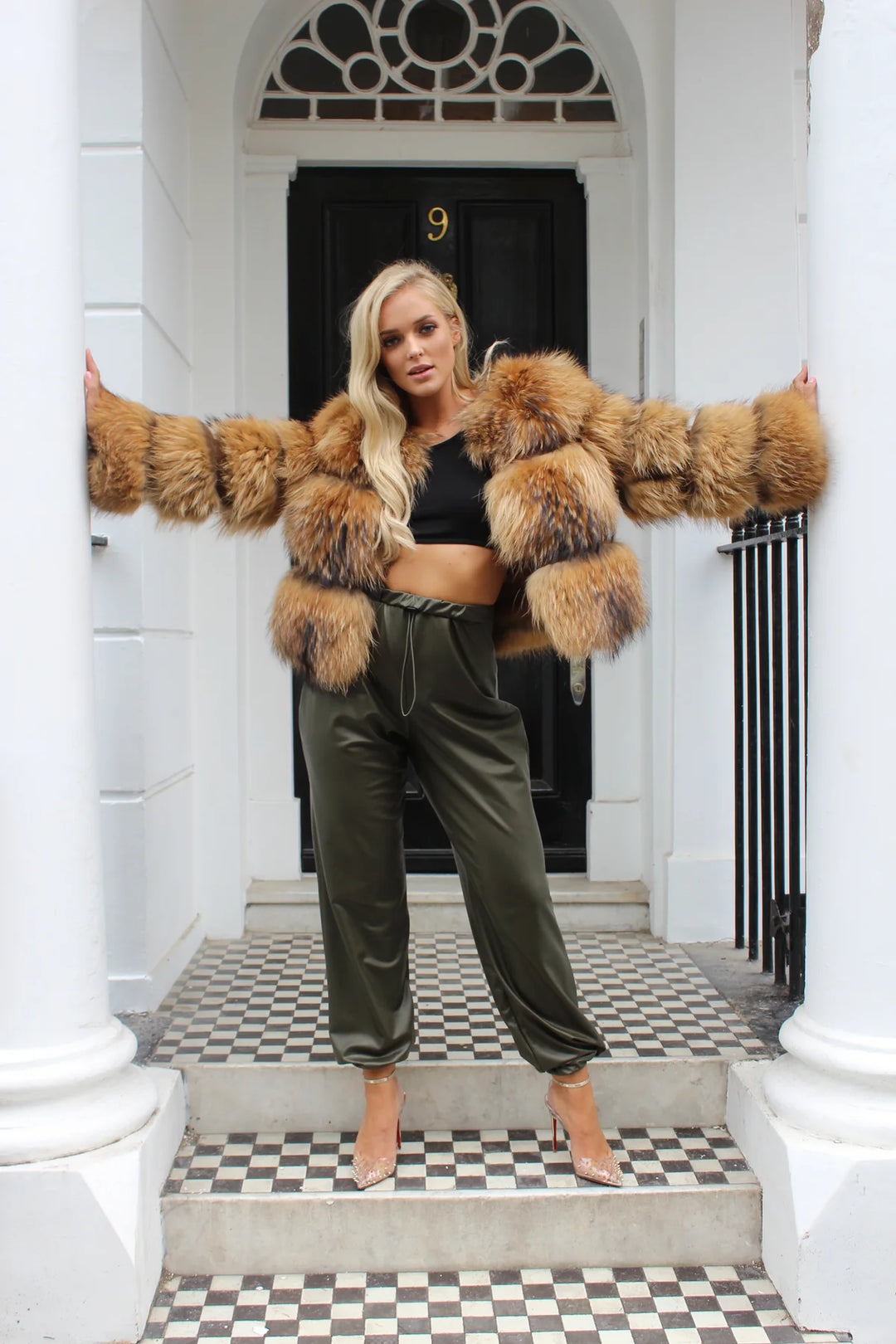 TRIPLE ROW FUR COAT