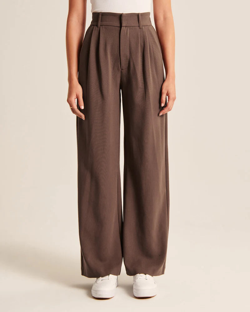 Mocha Wide-Leg Trousers