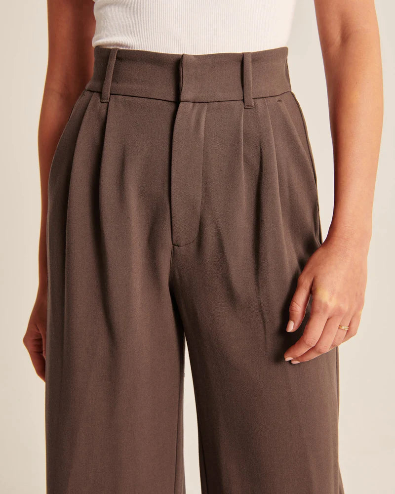 Mocha Wide-Leg Trousers