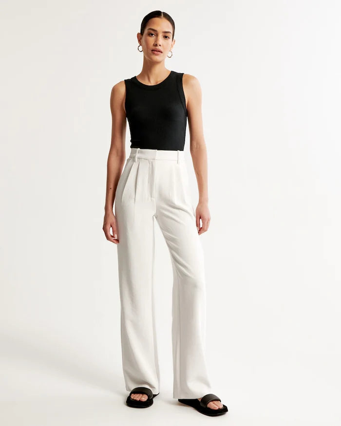 White Wide-Leg Trousers