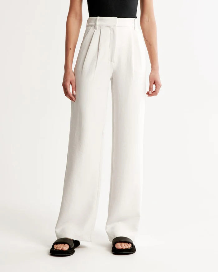 White Wide-Leg Trousers