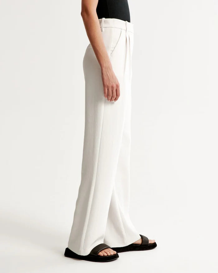 White Wide-Leg Trousers