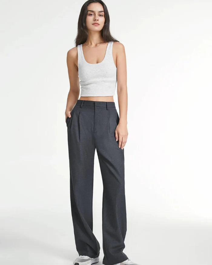 Slate Grey Wide-Leg Trousers