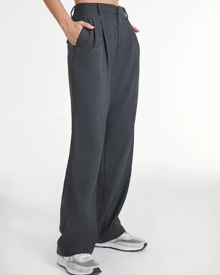 Slate Grey Wide-Leg Trousers